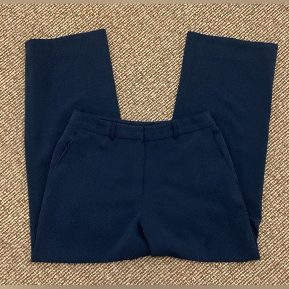 Women’s 4 Lauren Ralph Lauren Navy Wool Blend Flat Front Pants Slacks - Picture 3 of 13